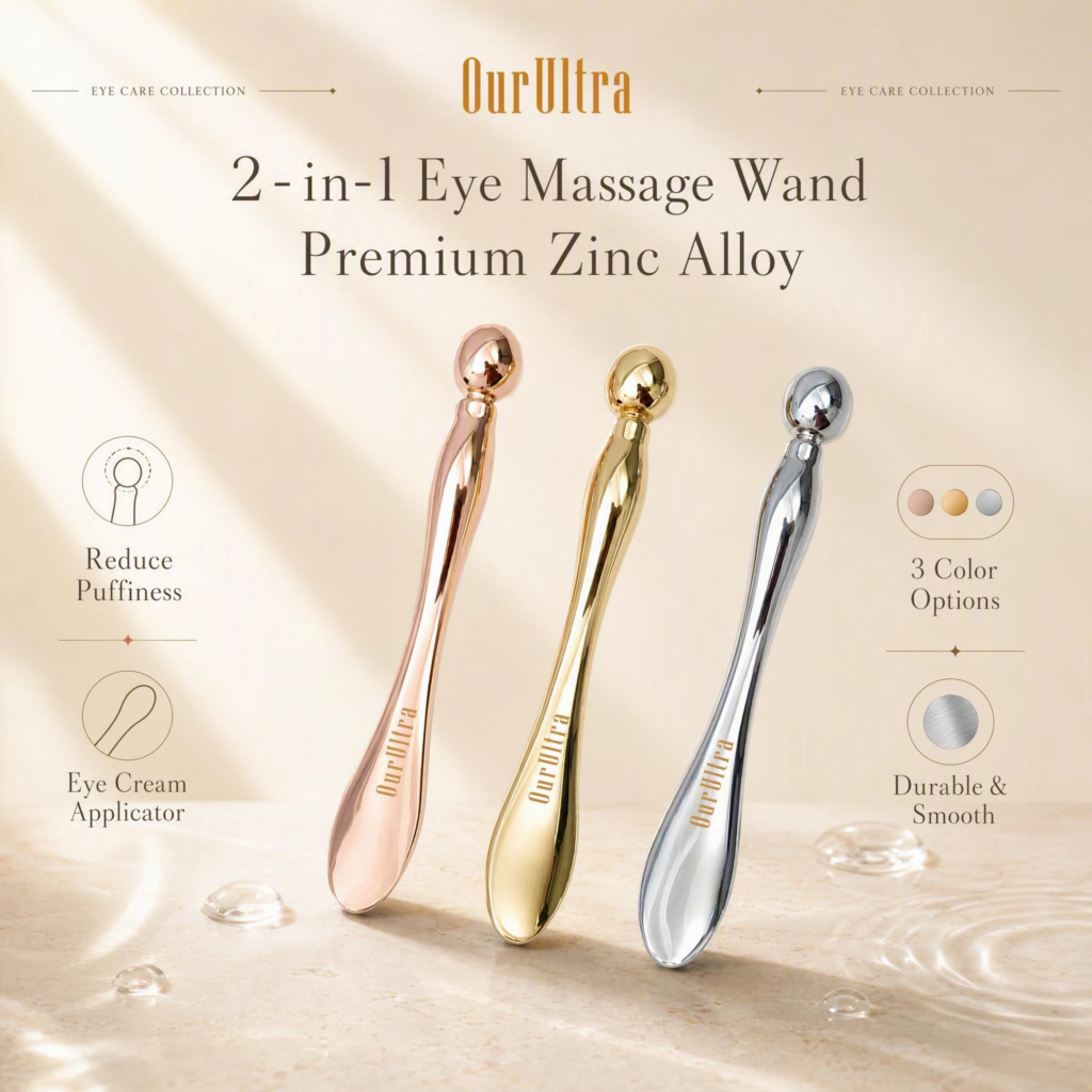Metal Eye Massage Wand Set · 2-in-1 Cooling Applicator · Premium Zinc Alloy