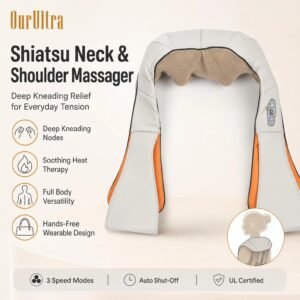 Neck & Shoulder Shiatsu Massager · Deep Kneading · Heat Therapy · Wearable Design