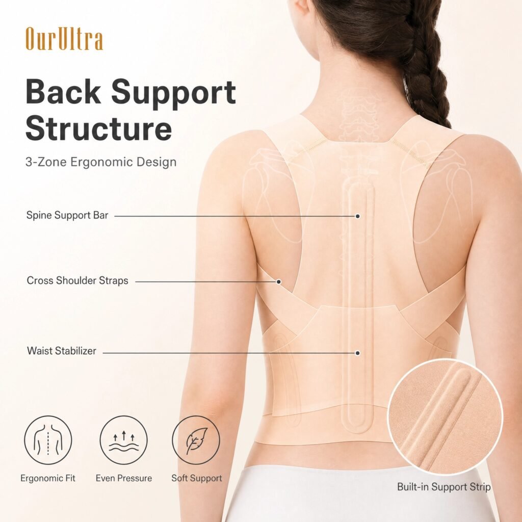 Posture Corrector for Women · Invisible Support · Upper Back & Neck Relief · Adjustable · Breathable