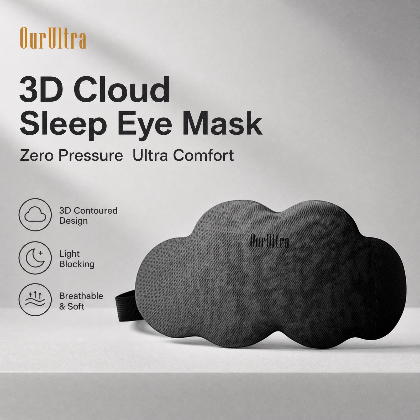 3D Cloud Sleep Eye Mask · Zero‑Pressure Comfort · Total Blackout Design