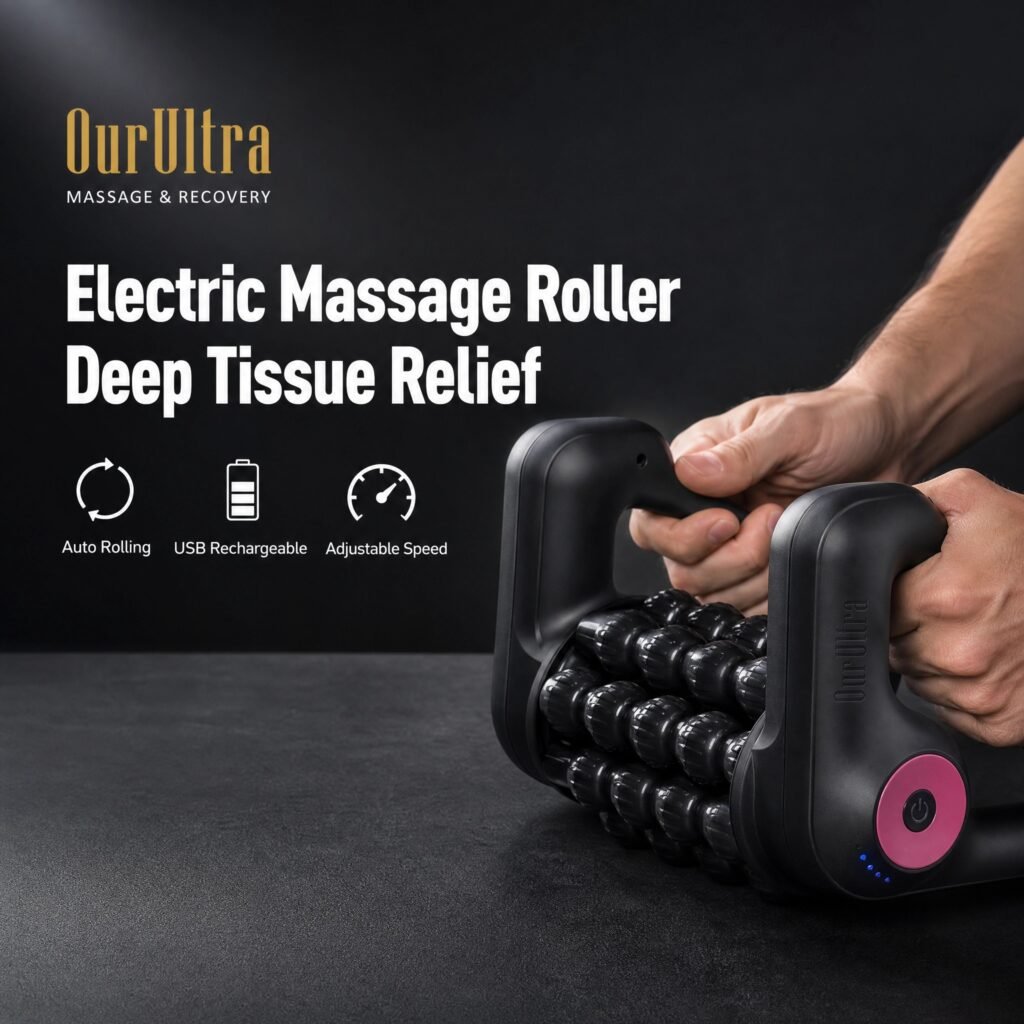 Electric Massage Roller · Hands‑Free Deep Tissue · Adjustable Speed · USB Rechargeable · Portable