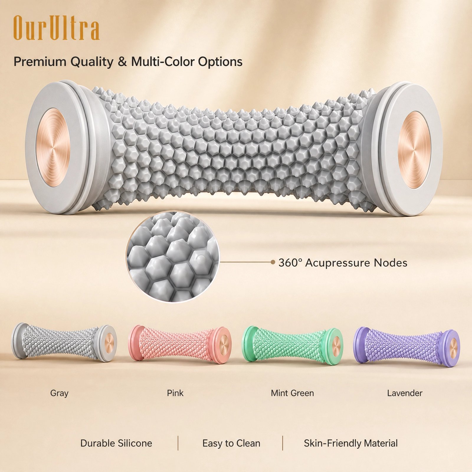 Foot Massage Roller · Deep Tissue Relief · Plantar Fasciitis Relief · Arch Support · Acupressure