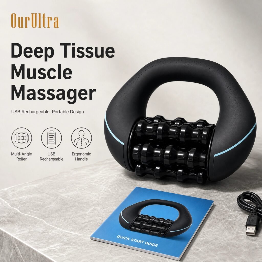 Deep Tissue Muscle Massager · Multi‑Angle Roller · USB Rechargeable · Ergonomic · Portable