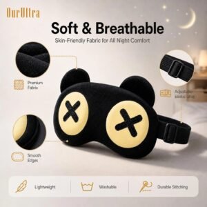 3D Contoured Black Bear Sleep Eye Mask · Zero-Pressure Comfort · Total Blackout