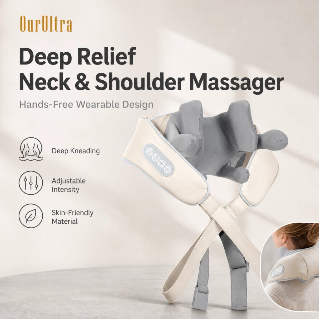 Neck & Shoulder Massager · Deep Kneading · Hands‑Free · Adjustable Intensity · Multi‑Mode · Skin‑Friendly