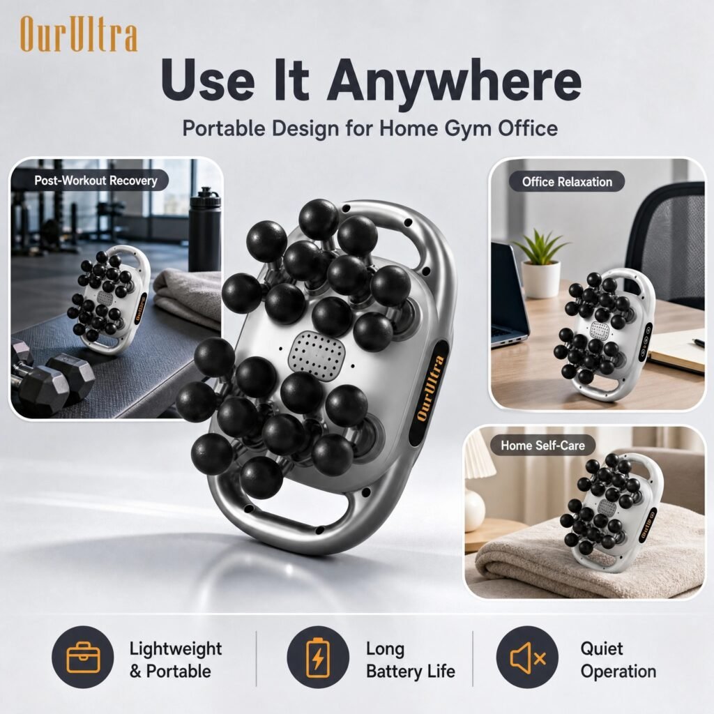 Multi‑Head Massage Gun · Deep Tissue Percussion · Full Body Relief · Multiple Speeds · Portable