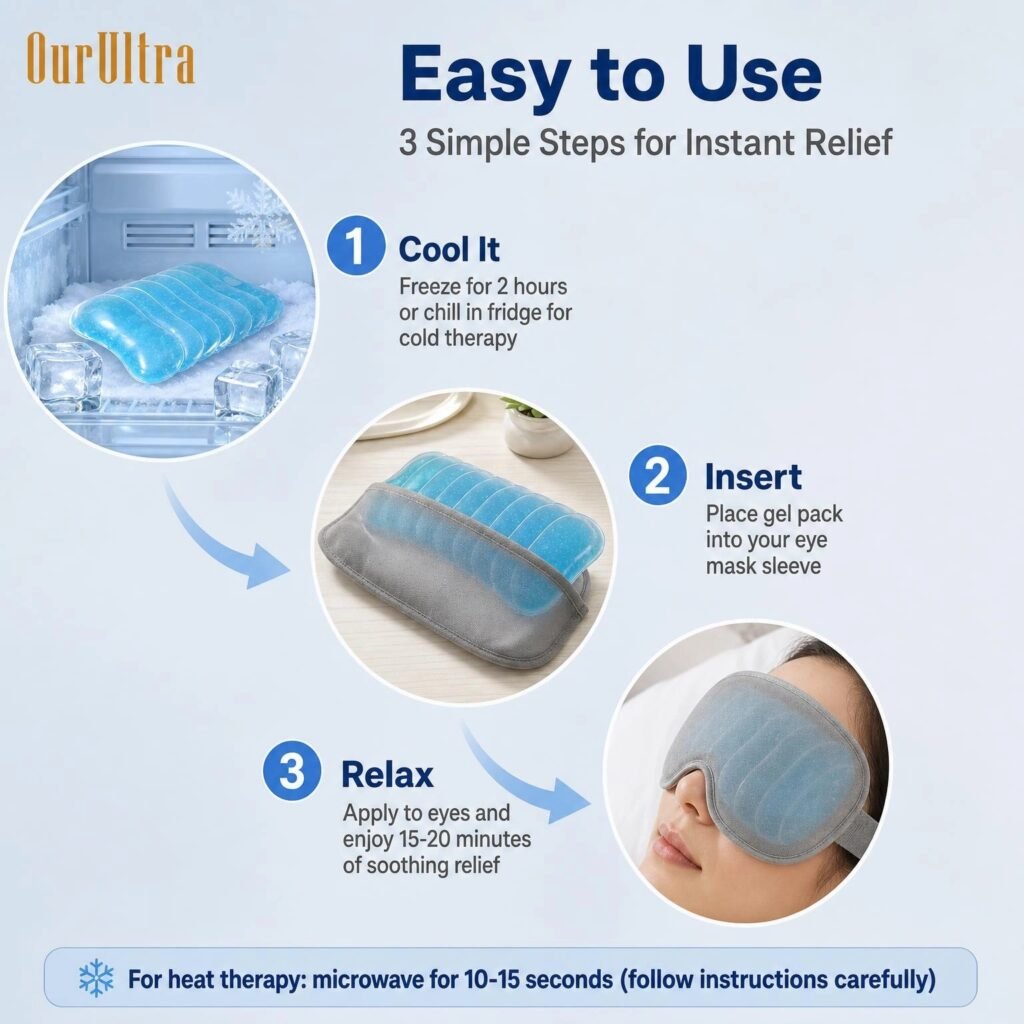 Reusable Gel Eye Mask Ice Packs · Hot & Cold Dual Therapy · Soothing Contoured Relief