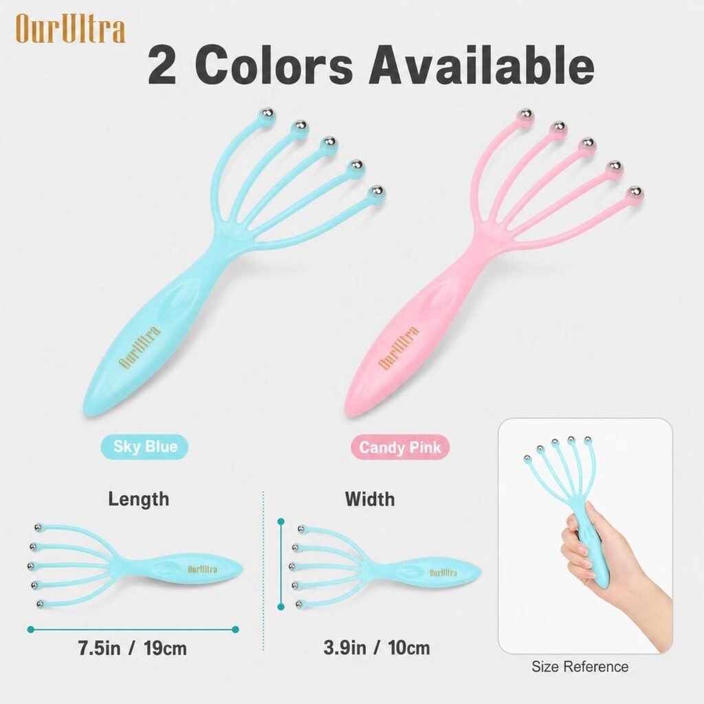 5-Claw Scalp Massager · Roller Ball Design · Soothing Relaxation · Portable Self-Care