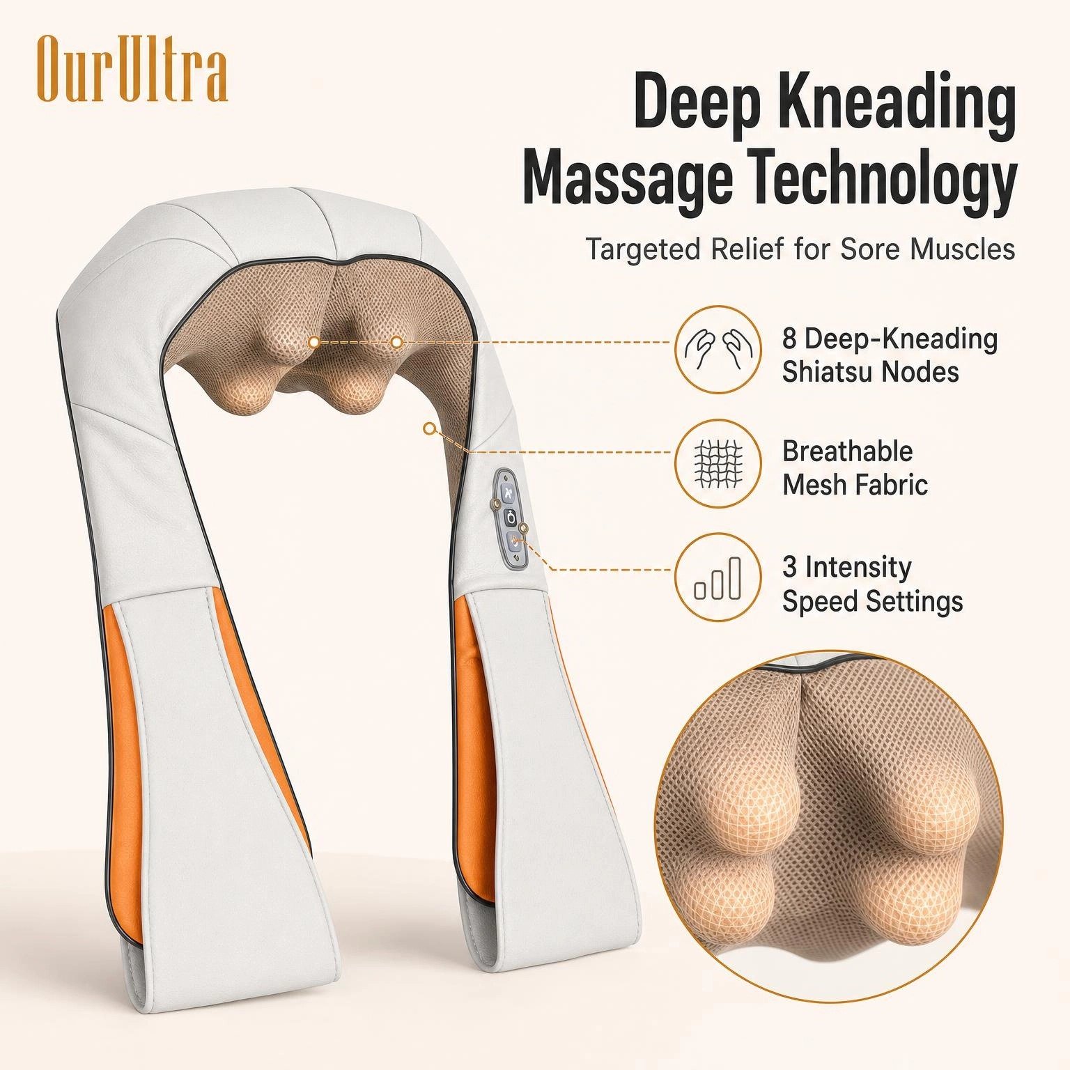 Neck & Shoulder Shiatsu Massager · Deep Kneading · Heat Therapy · Wearable Design - Image 2