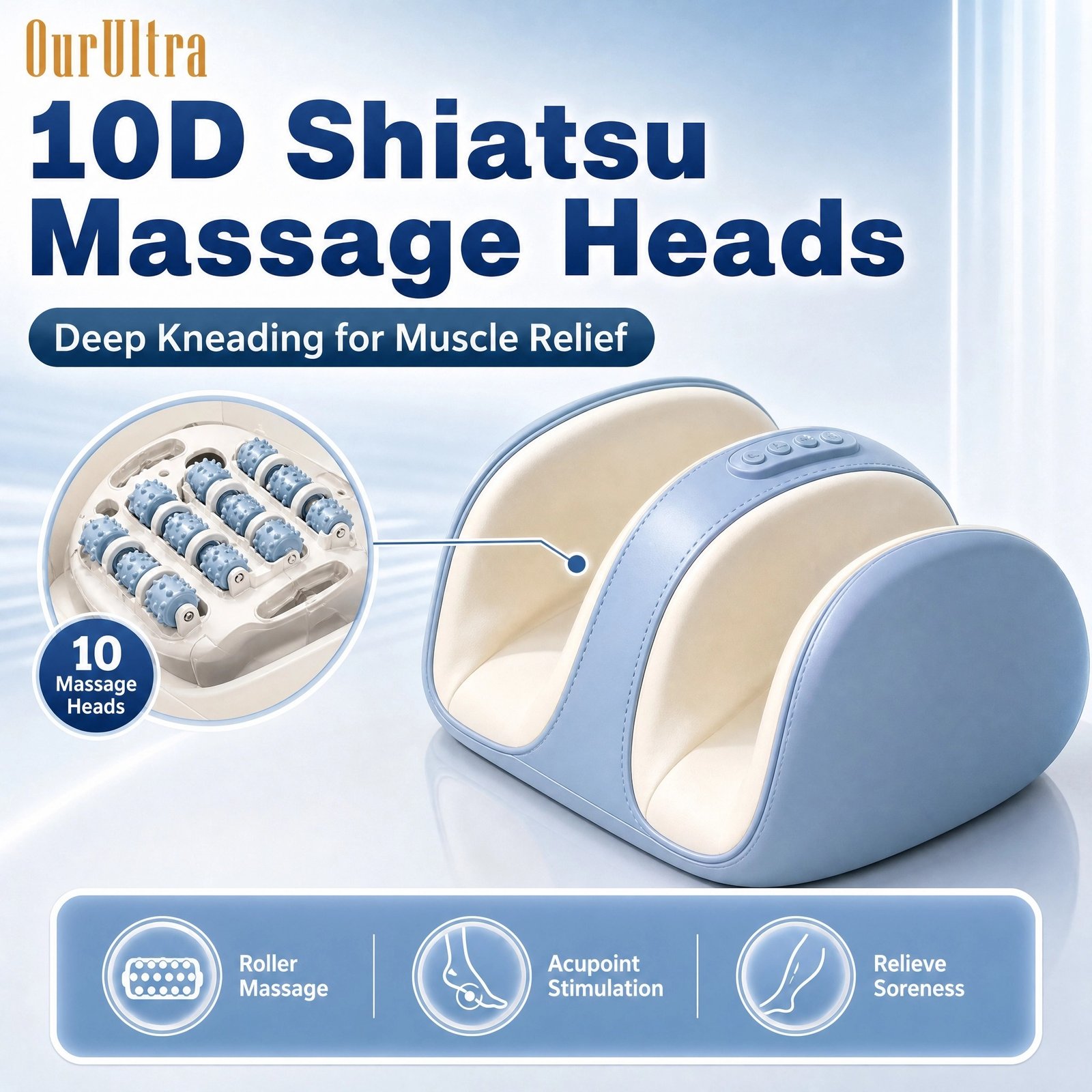 Foot & Leg Massager with Heat · 10D Biomimetic Nodes · Upgraded Motor · 3‑in‑1 · 3 Modes & 3 Intensities · Smart Timer - Image 2