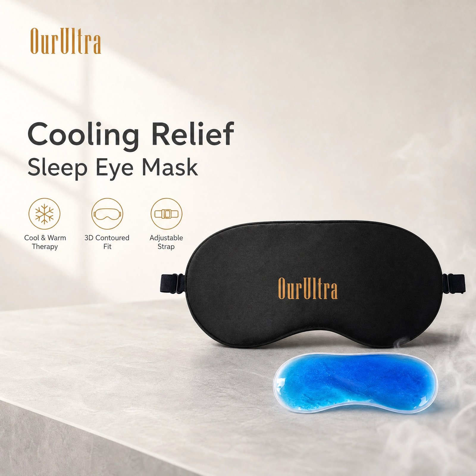 3D Contoured Cooling Gel Eye Mask · Reusable Cold Therapy · Adjustable Comfort Fit - Image 2