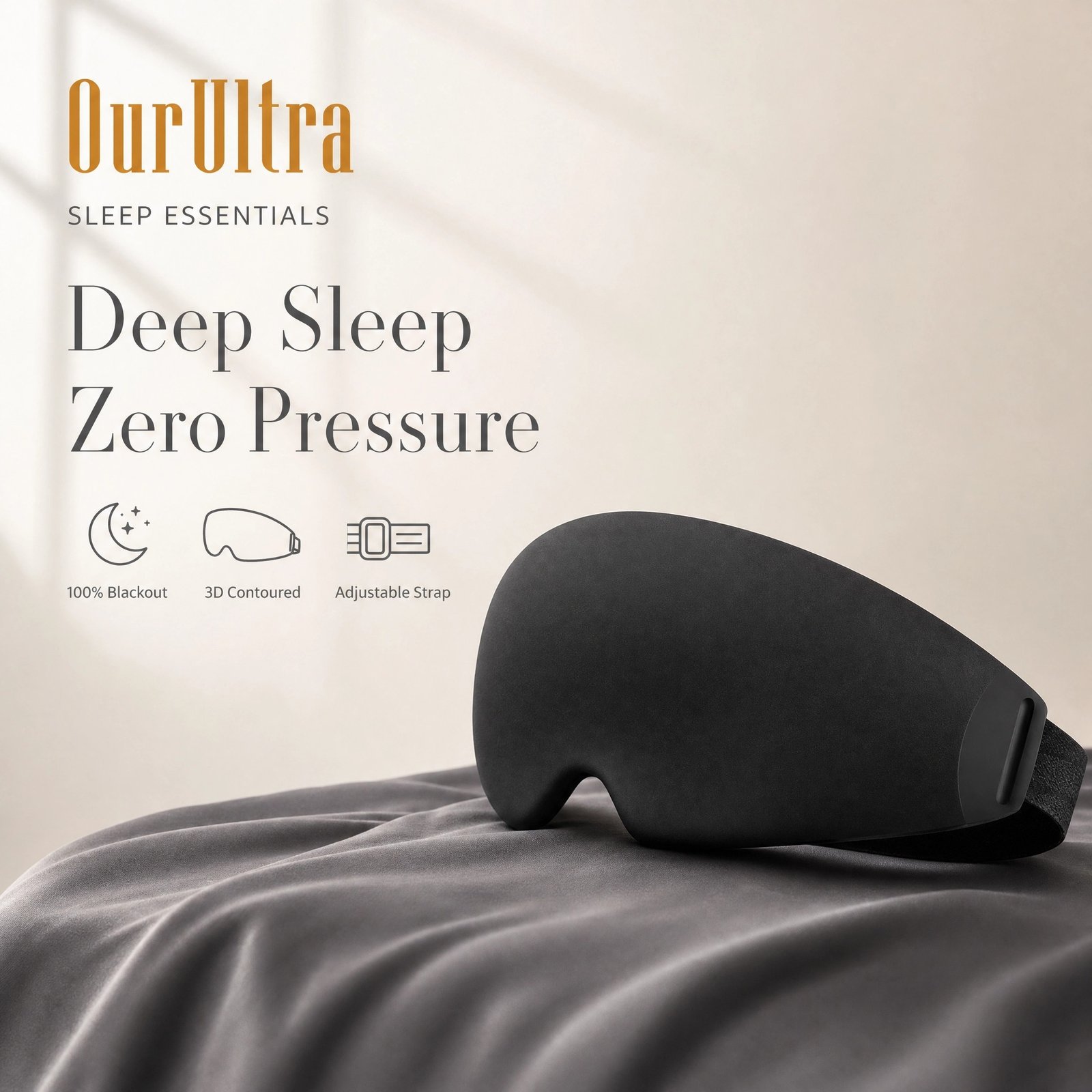3D Contoured Sleep Eye Mask · 100% Blackout · Memory Foam Comfort - Image 3