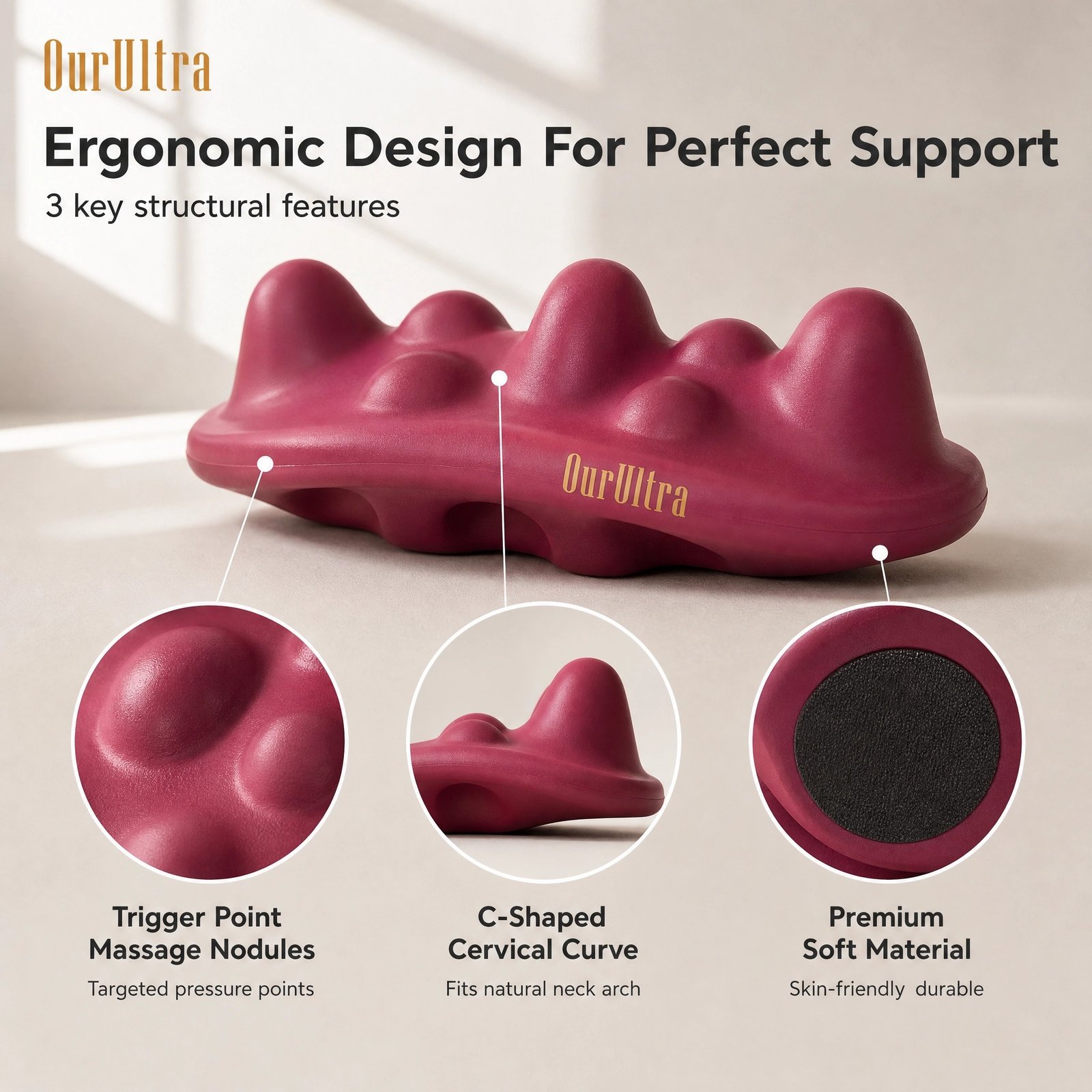 Cervical Traction Massager Pillow · 8‑Minute Fast Relief · Spine Stretching · Deep Muscle Relaxation · Ergonomic Design - Image 3