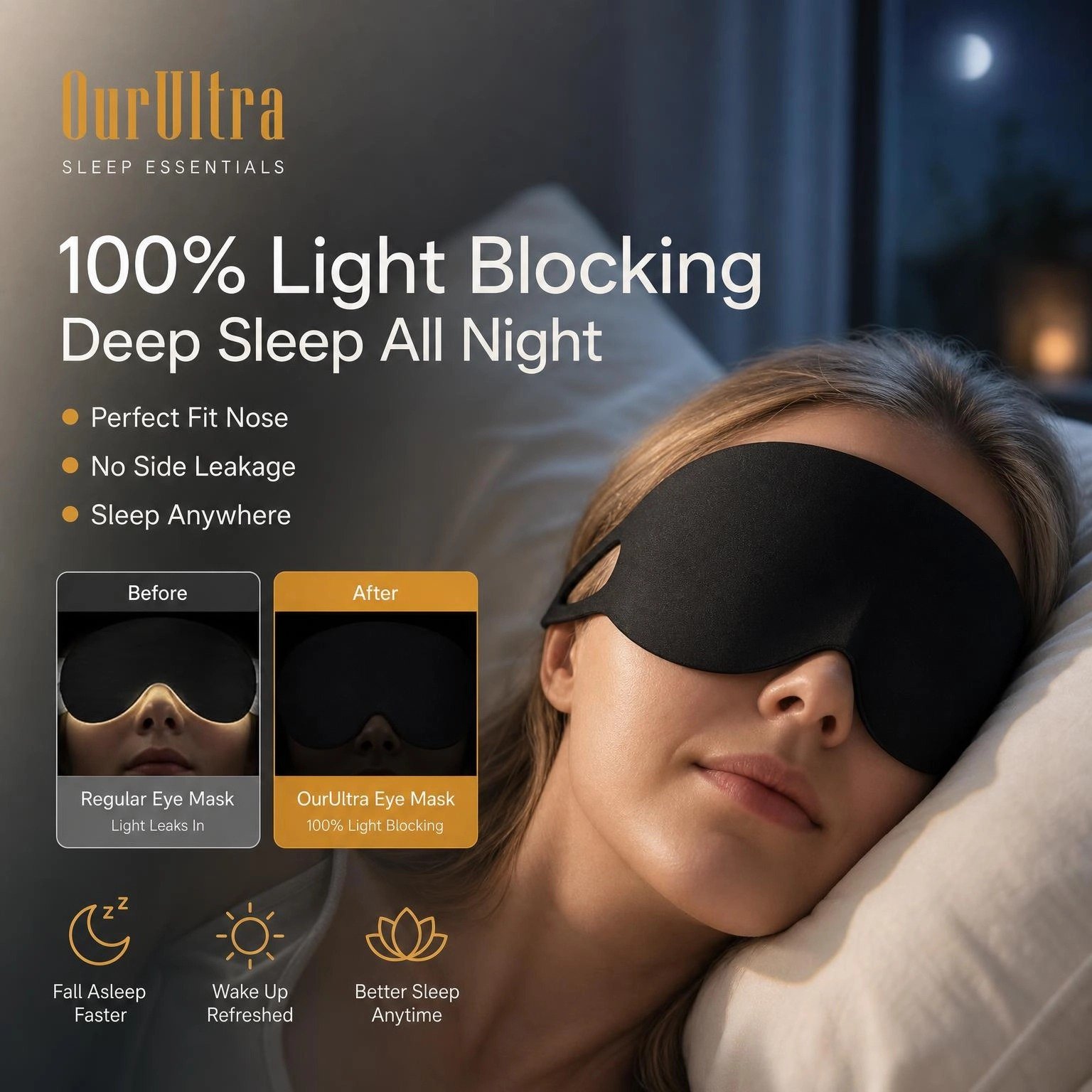 3D Contoured Sleep Eye Mask · Zero-Pressure Comfort · Total Blackout for Deep Rest - Image 3