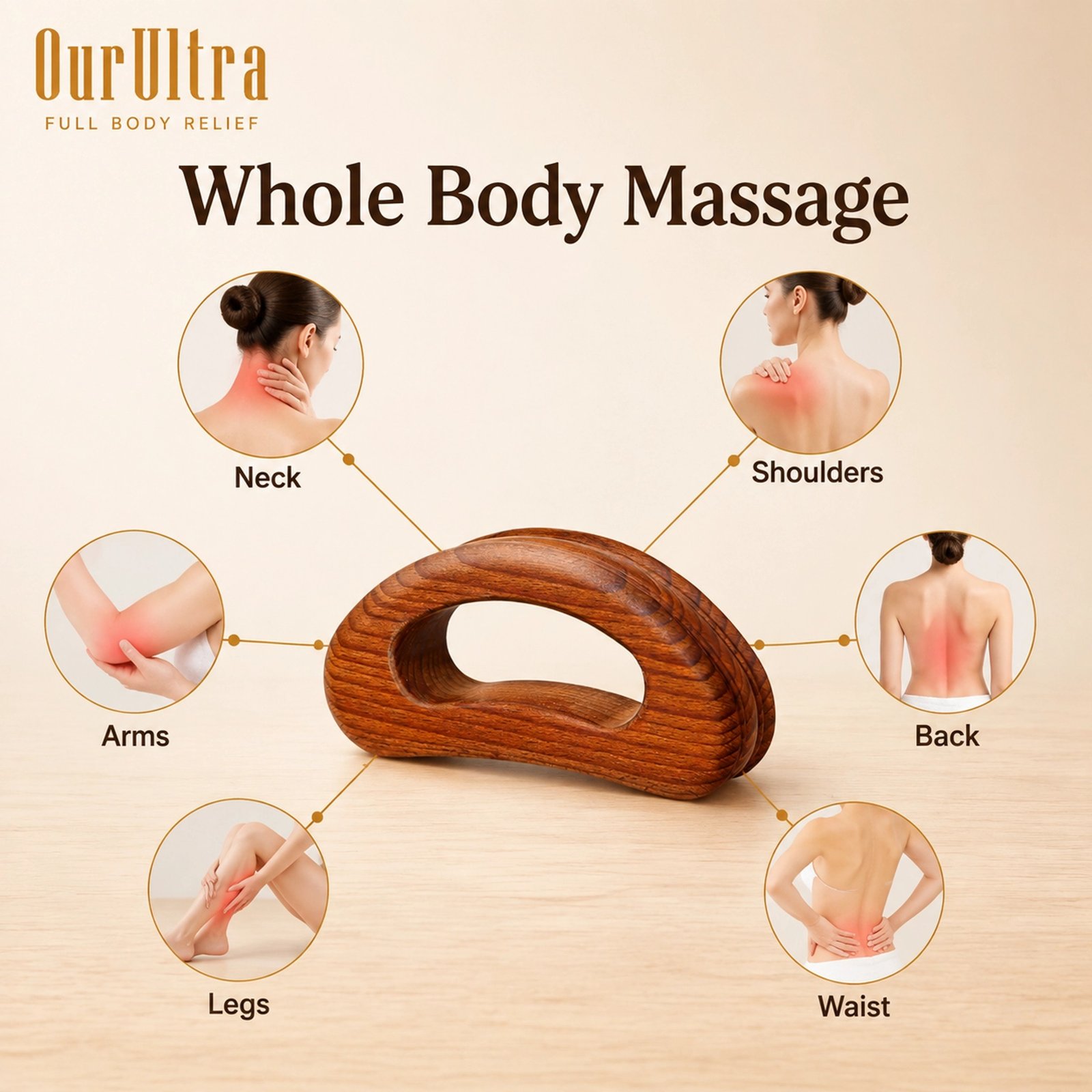 Wood Therapy Massage Tool · Natural Wood · Full‑Body Muscle Relief - Image 3