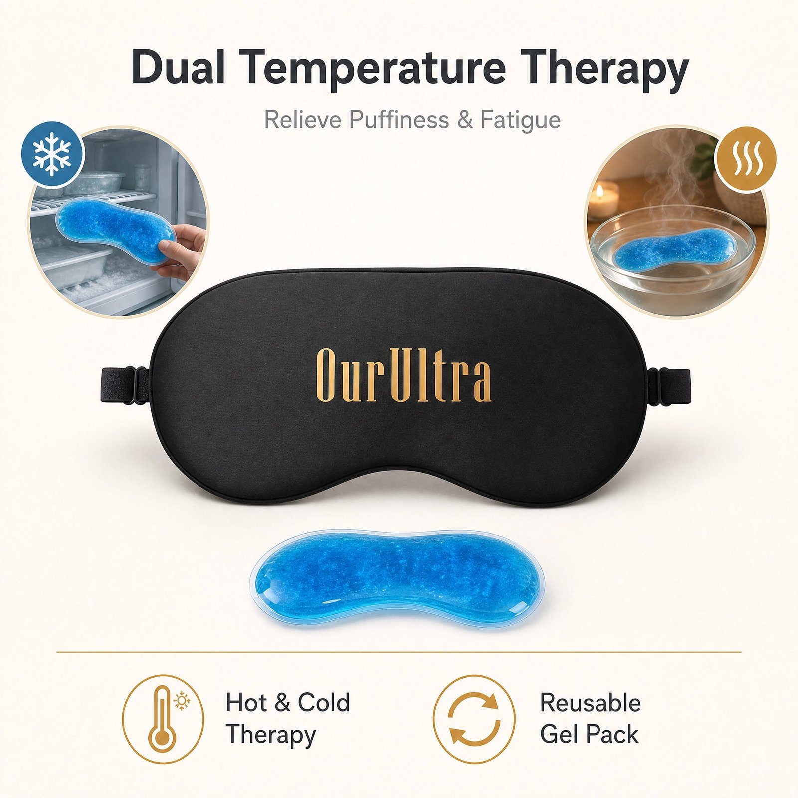 3D Contoured Cooling Gel Eye Mask · Reusable Cold Therapy · Adjustable Comfort Fit - Image 3