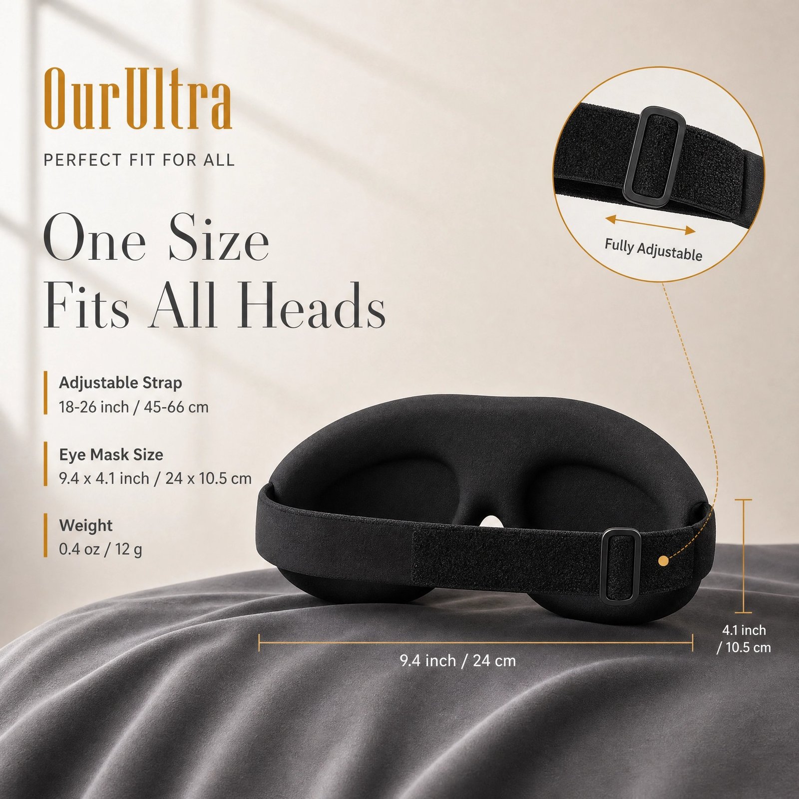 3D Contoured Sleep Eye Mask · 100% Blackout · Memory Foam Comfort - Image 4