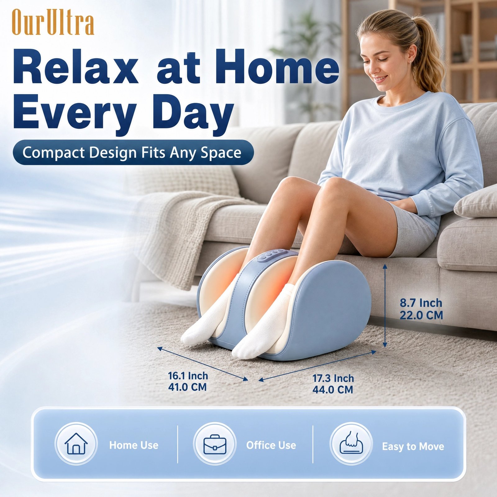 Foot & Leg Massager with Heat · 10D Biomimetic Nodes · Upgraded Motor · 3‑in‑1 · 3 Modes & 3 Intensities · Smart Timer - Image 4