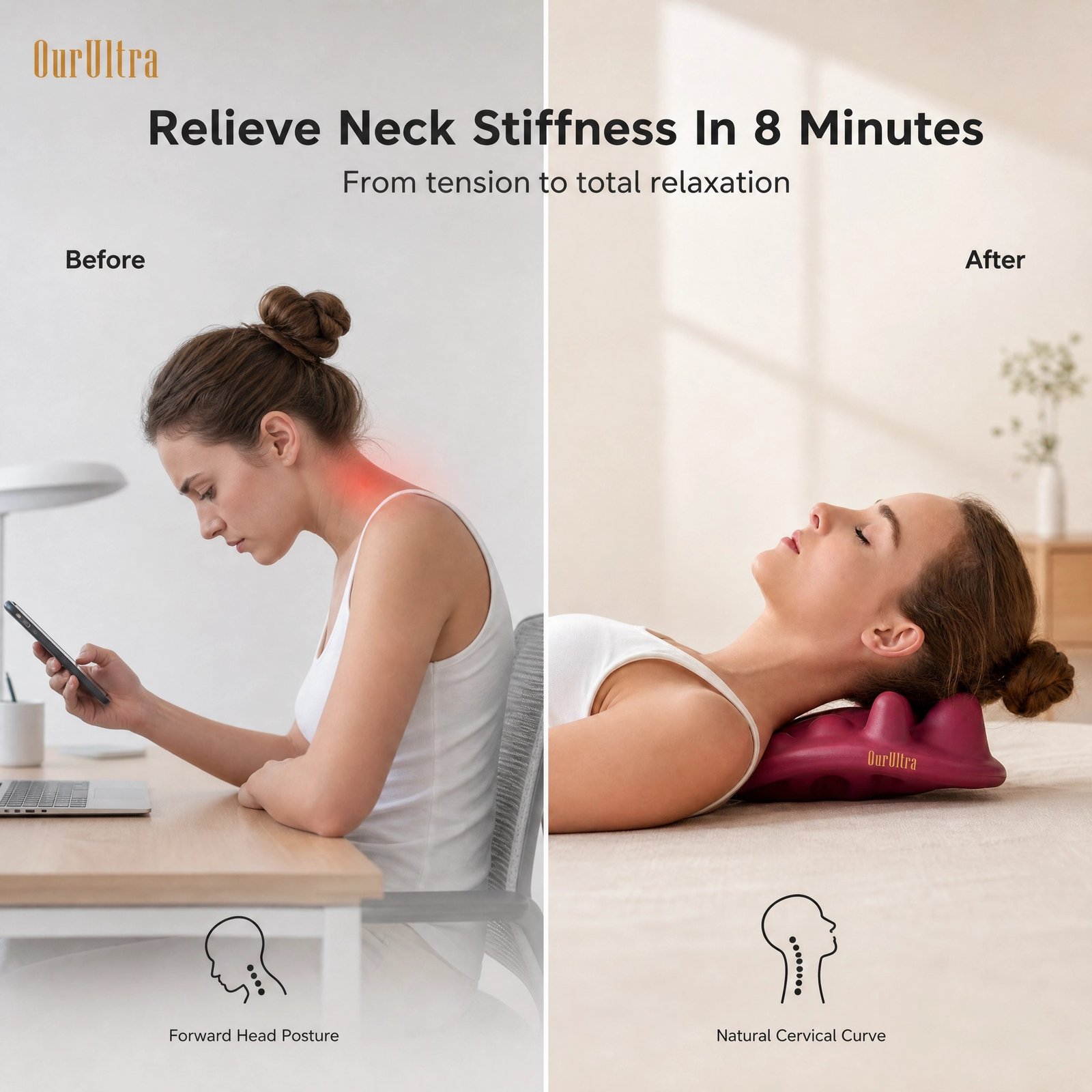 Cervical Traction Massager Pillow · 8‑Minute Fast Relief · Spine Stretching · Deep Muscle Relaxation · Ergonomic Design - Image 4