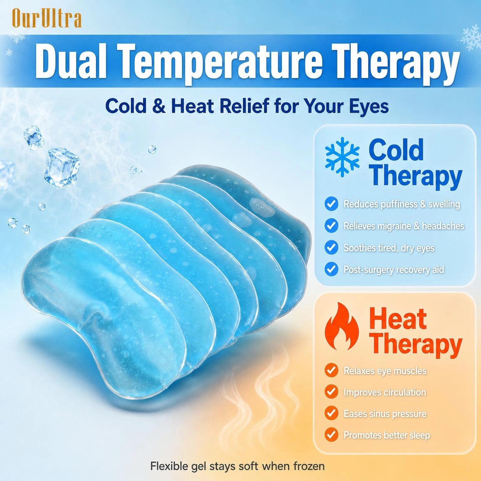 Reusable Gel Eye Mask Ice Packs · Hot & Cold Dual Therapy · Soothing Contoured Relief - Image 4