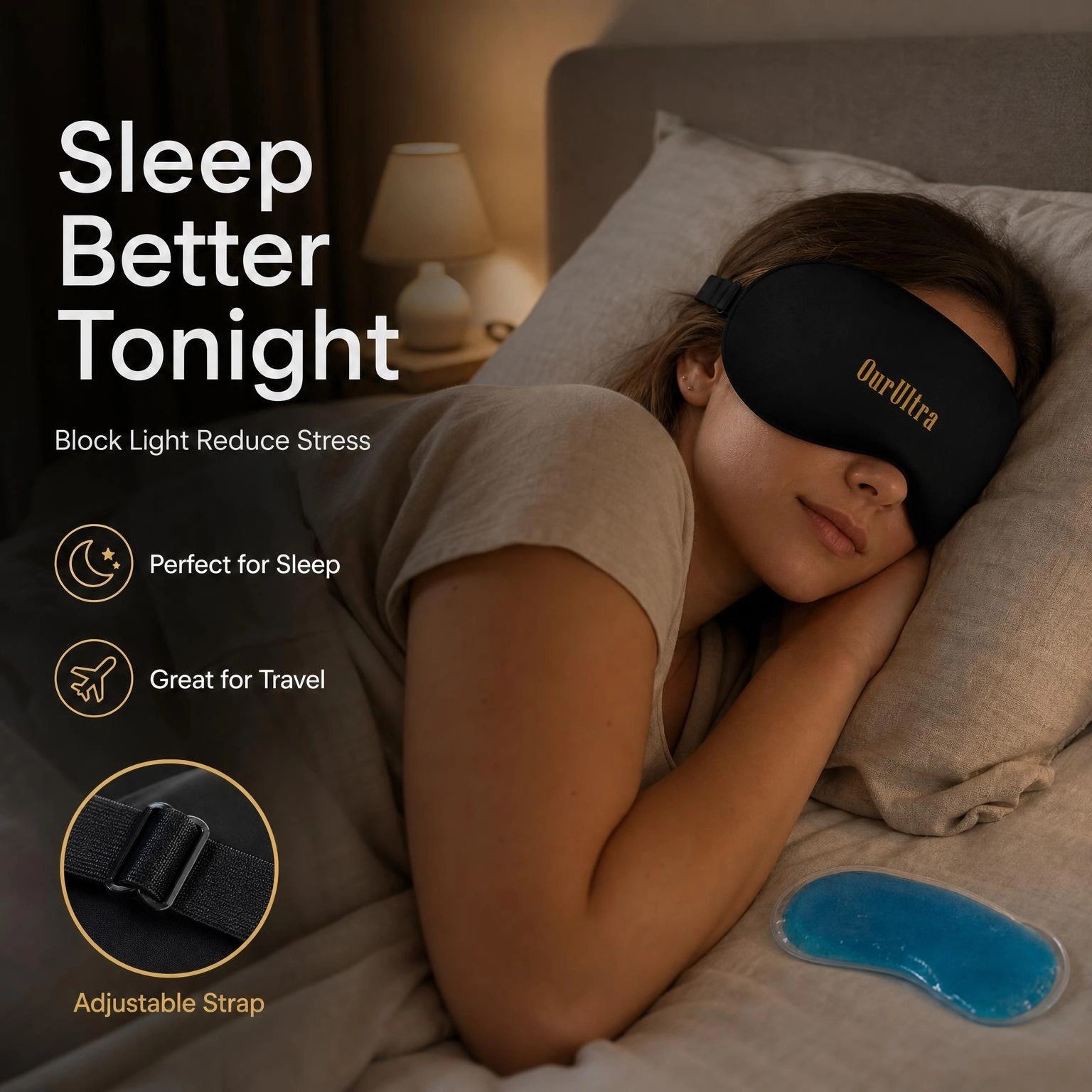 3D Contoured Cooling Gel Eye Mask · Reusable Cold Therapy · Adjustable Comfort Fit - Image 4
