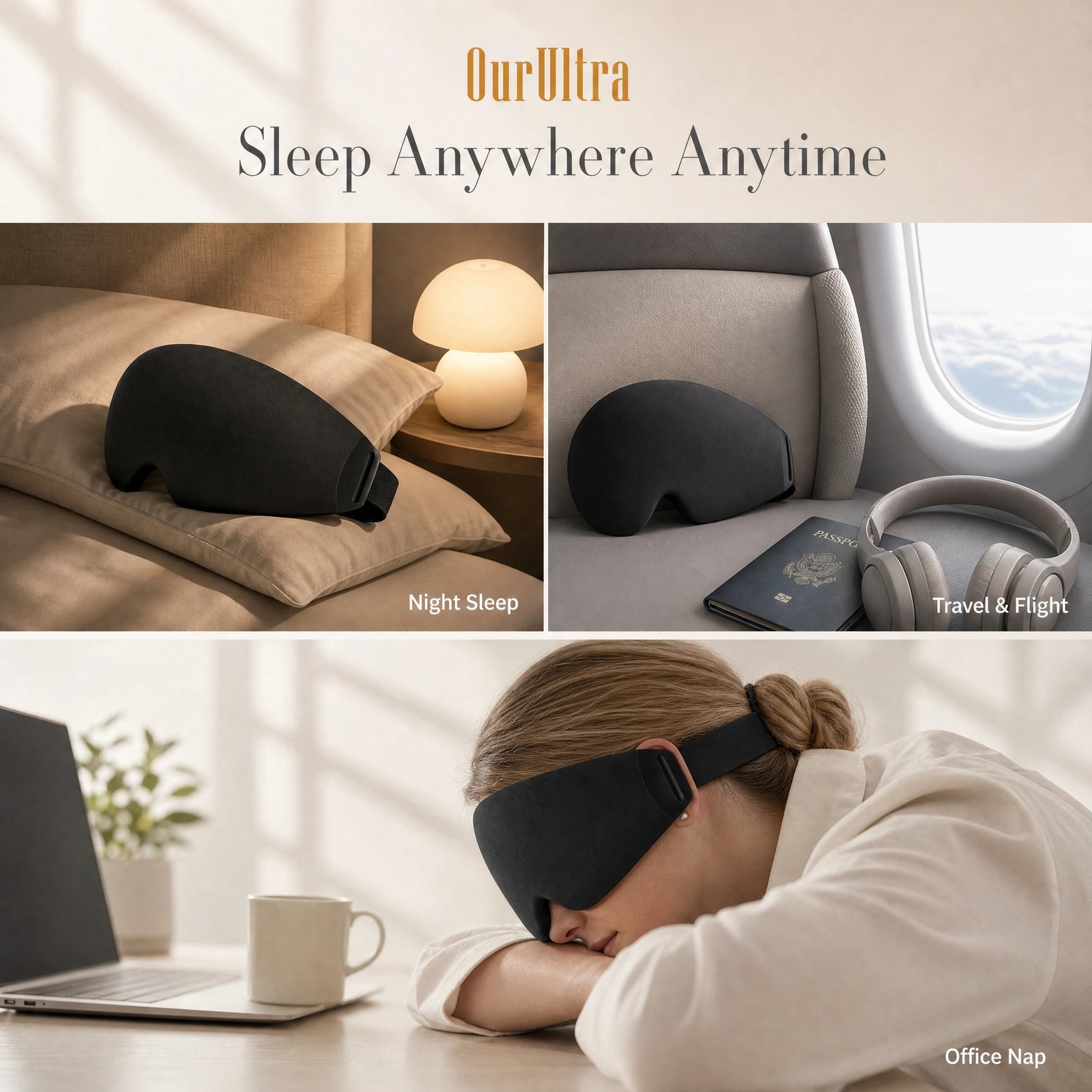 3D Contoured Sleep Eye Mask · 100% Blackout · Memory Foam Comfort - Image 5