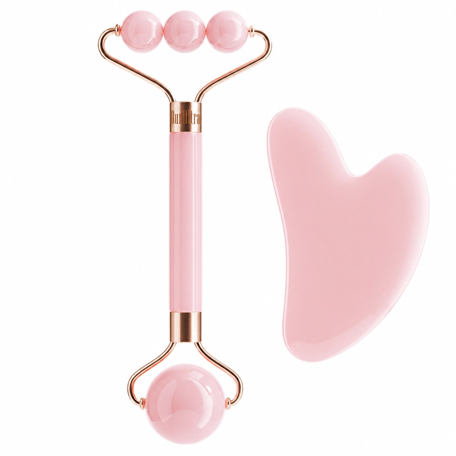 Rose Quartz Roller & Gua Sha Set · 2-in-1 Facial Sculpting Tool · Lifting & Contouring - Image 5